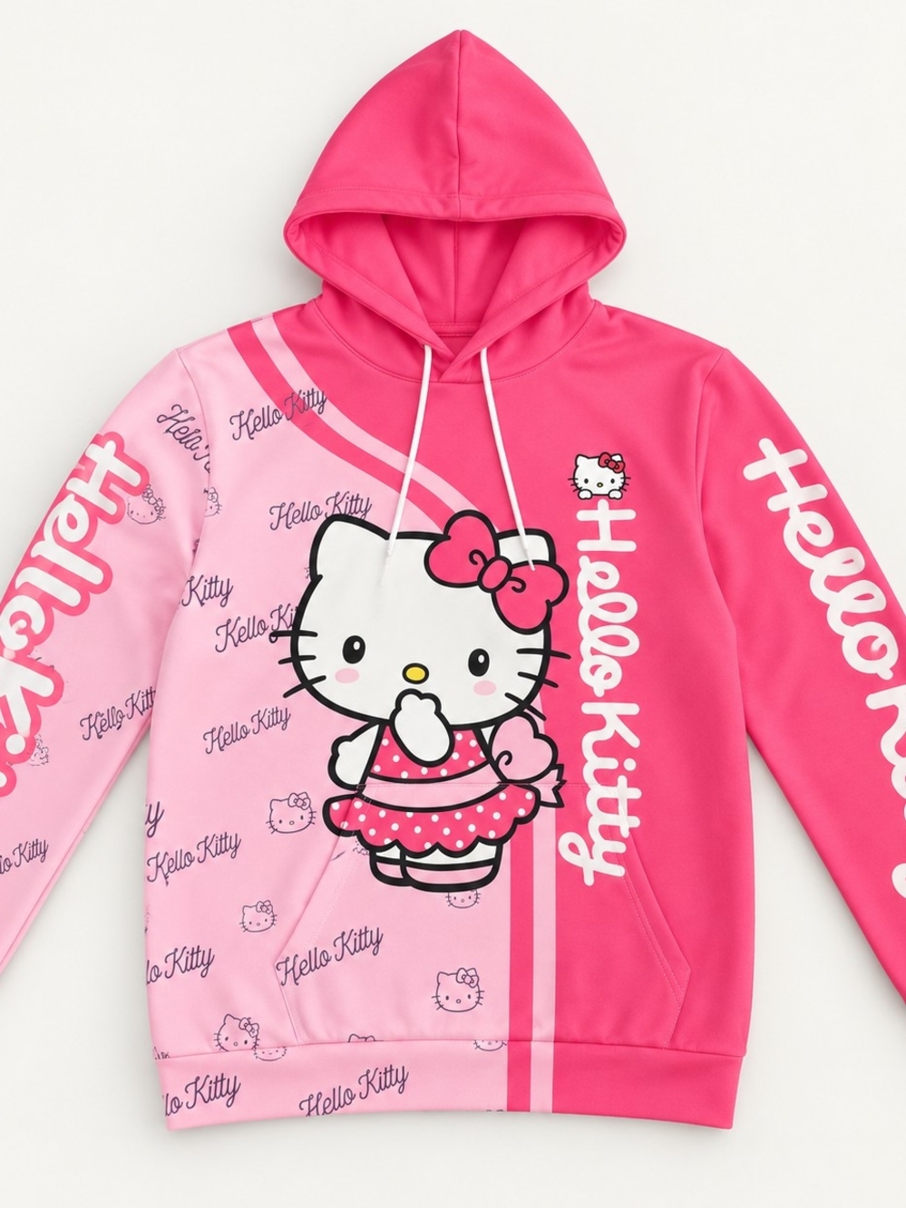 Hello Kitty Pink Graphic Pullover Hoodie Kangaroo Pocket Size L